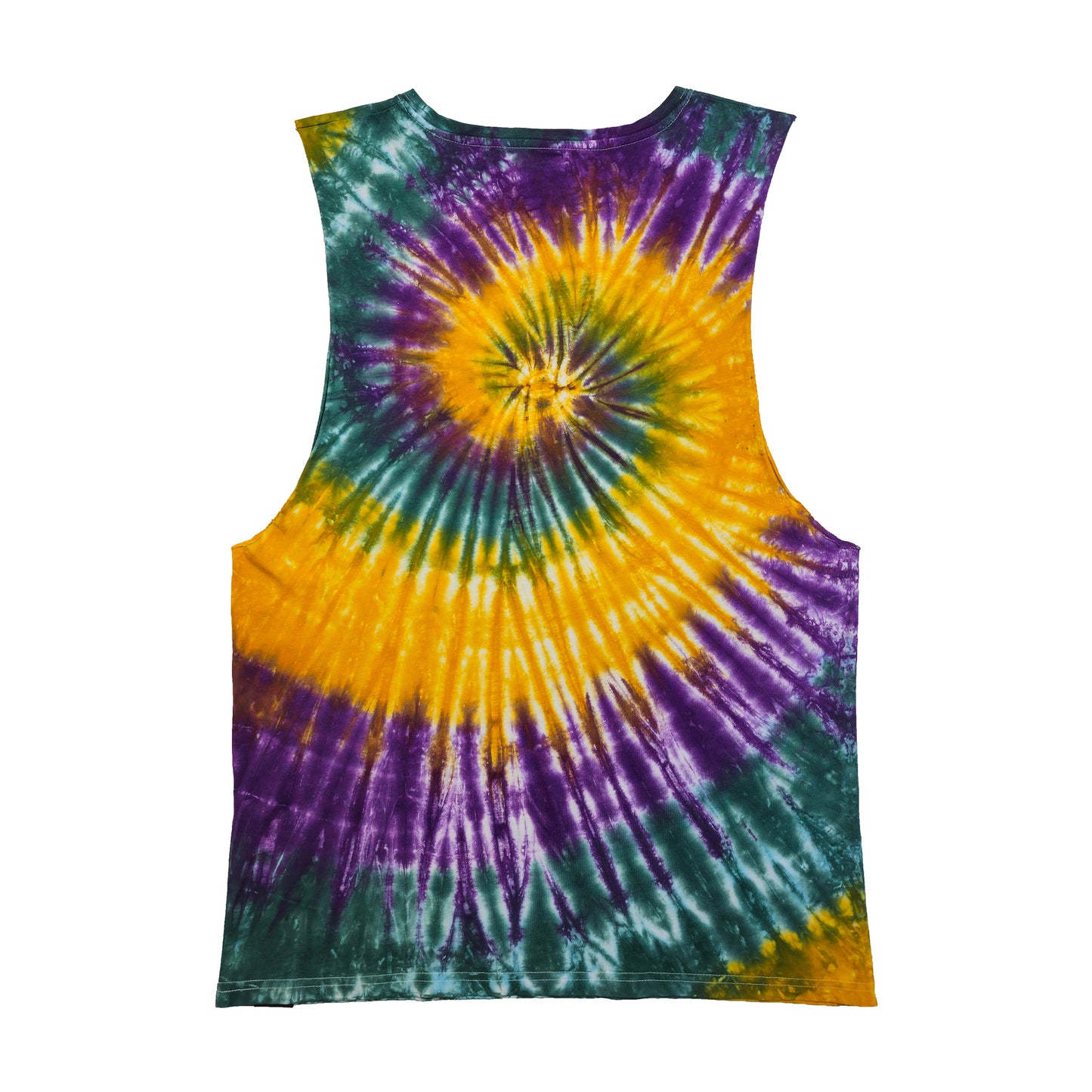 Purple Green and Yellow Spiral Tie Dye Vest