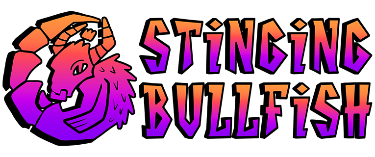 Stinging Bullfish Logo in Orange Pink Purple