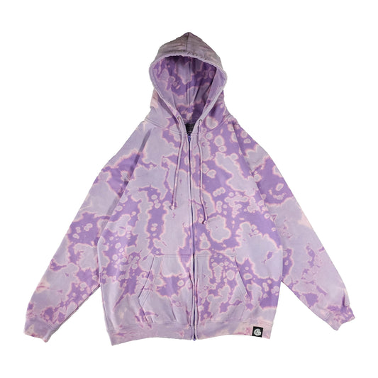 Lavender Purple Bleach Zip Up Dyed Hoodie