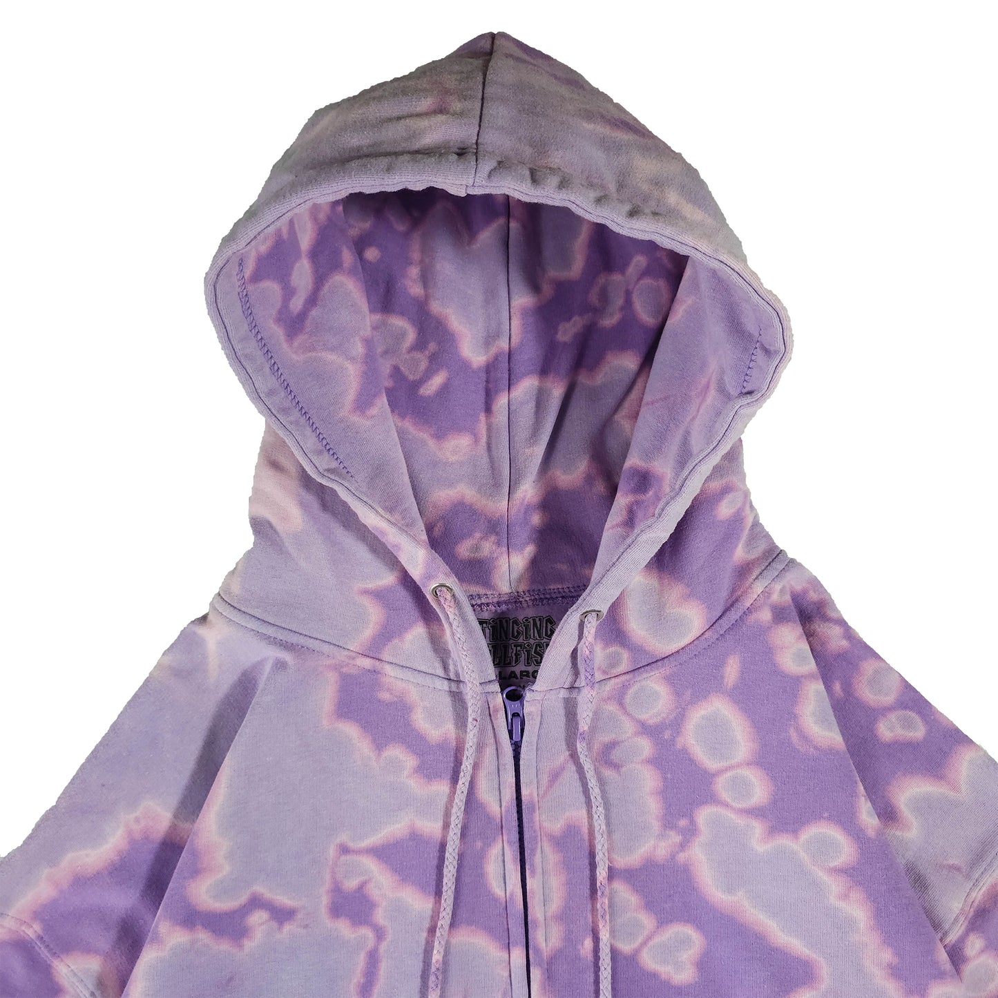 Lavender Purple Bleach Zip Up Dyed Hoodie