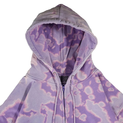 Lavender Purple Bleach Zip Up Dyed Hoodie