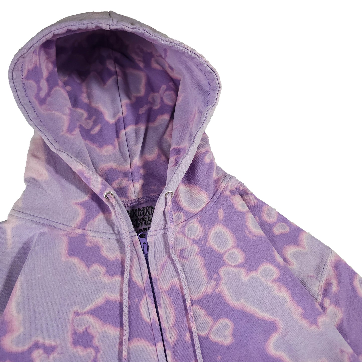 Lavender Purple Bleach Zip Up Dyed Hoodie