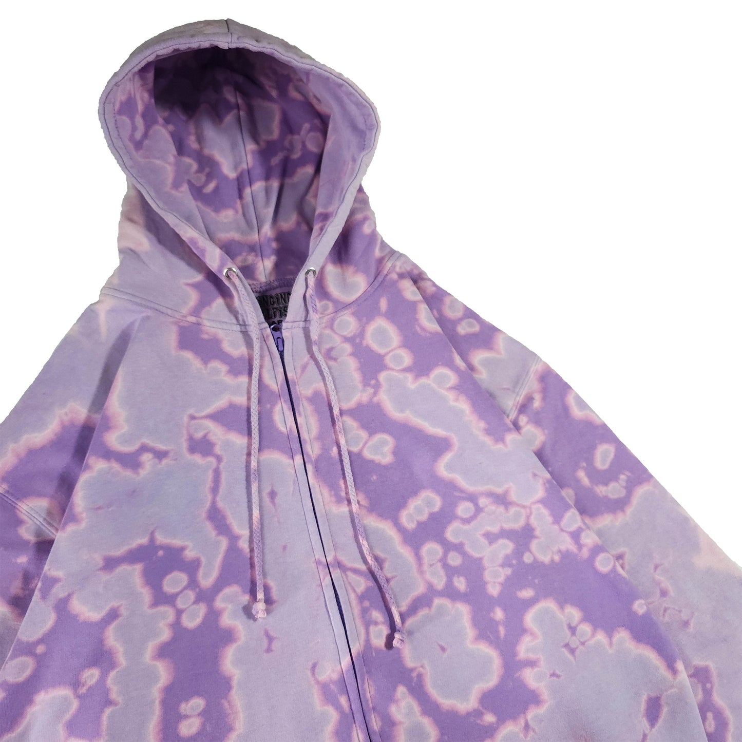 Lavender Purple Bleach Zip Up Dyed Hoodie