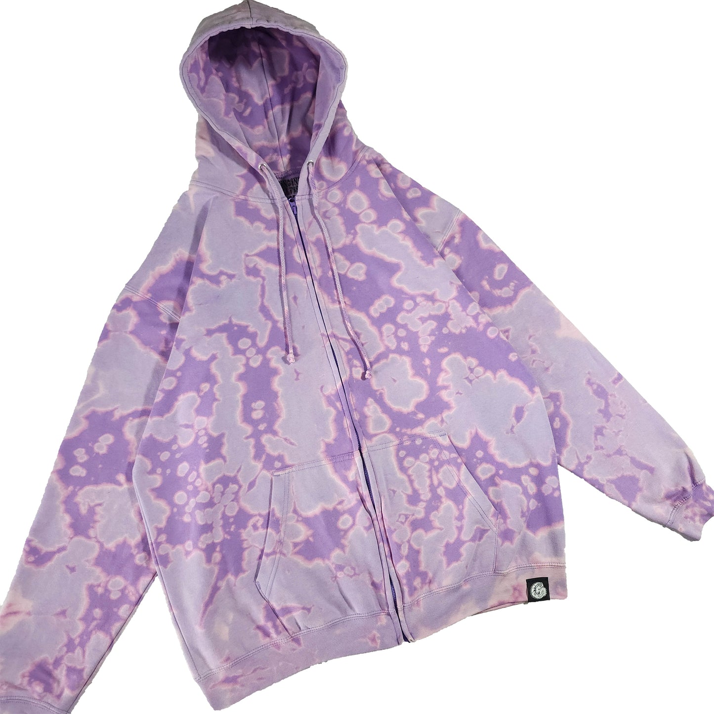 Lavender Purple Bleach Zip Up Dyed Hoodie