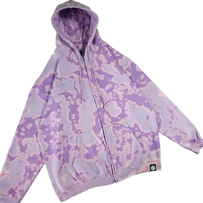 Lavender Purple Bleach Zip Up Dyed Hoodie