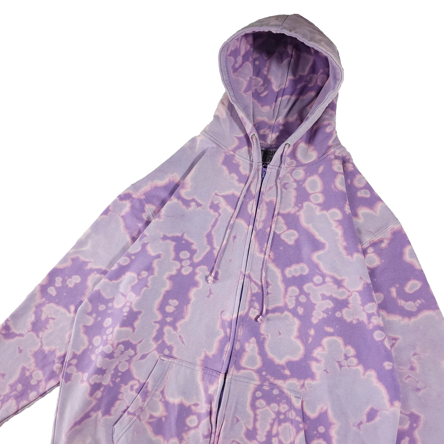Lavender Purple Bleach Zip Up Dyed Hoodie