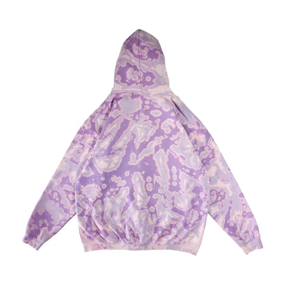 Lavender Purple Bleach Zip Up Dyed Hoodie