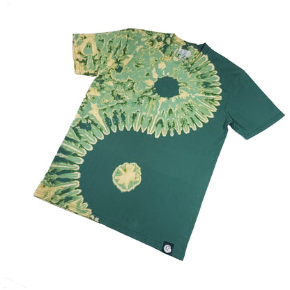 Yin Yang Forest Green Bleach Dye T Shirt