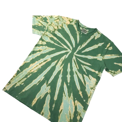 Green Spiral Bleach Dye T Shirt