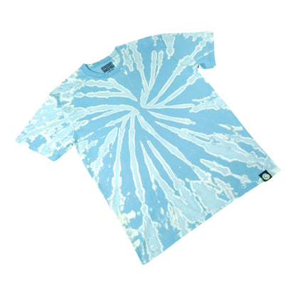 Mineral Blue Spiral Bleach Dye T Shirt