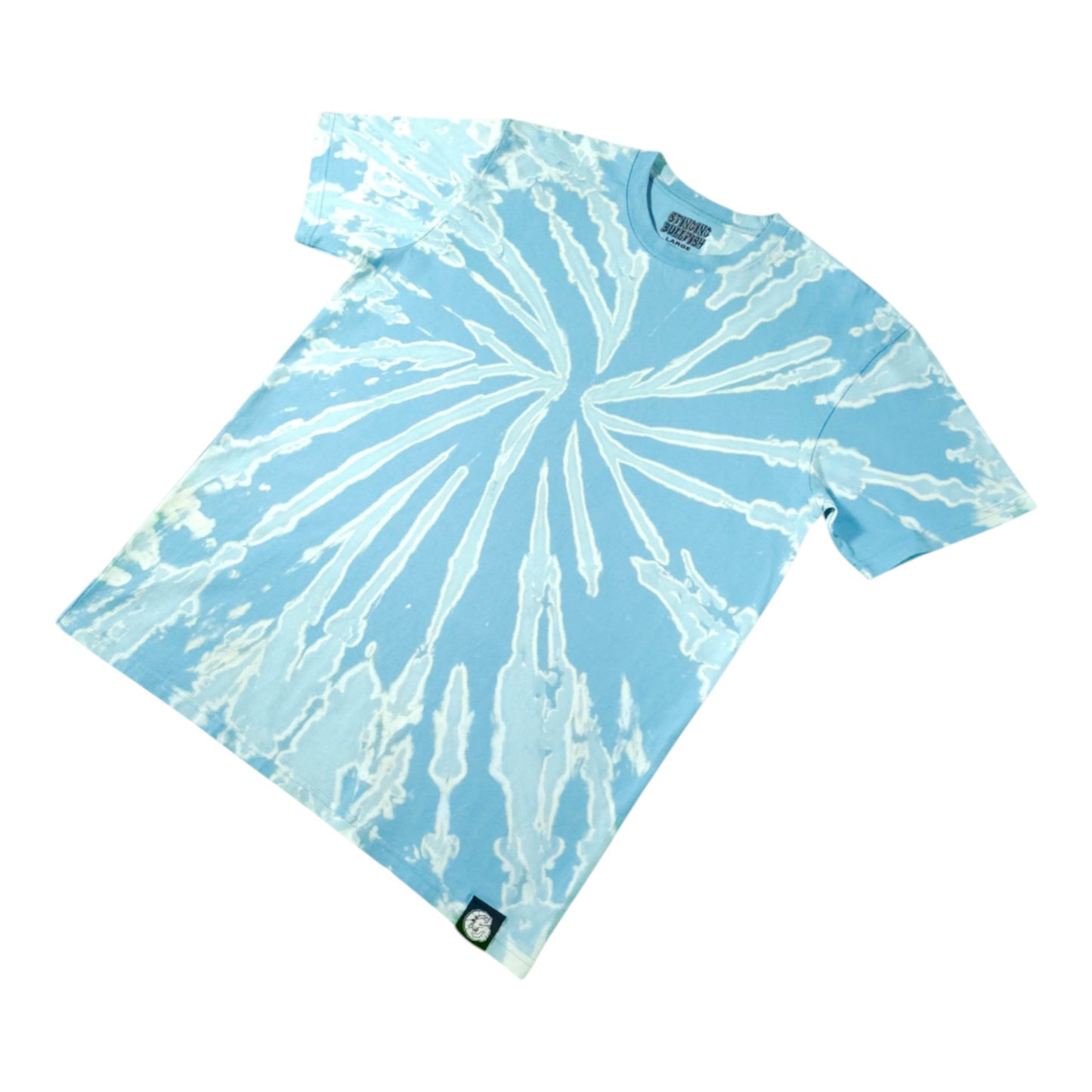 Mineral Blue Spiral Bleach Dye T Shirt