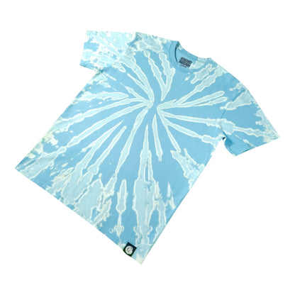 Mineral Blue Spiral Bleach Dye T Shirt