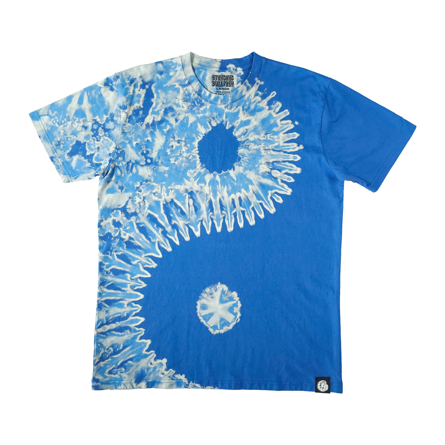 Yin Yang Deep Blue Bleach Dye T Shirt
