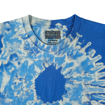 Yin Yang Deep Blue Bleach Dye T Shirt