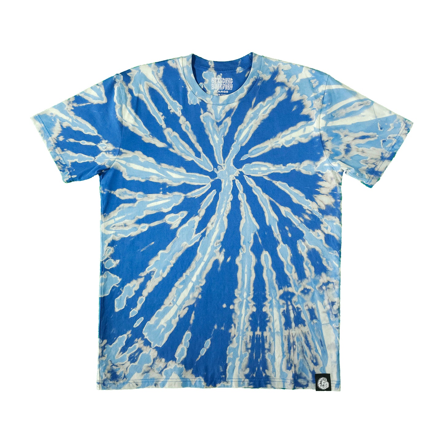 Blue Spiral Bleach Dye T Shirt