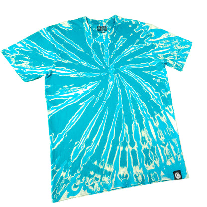 Teal Spiral Bleach Dye T Shirt