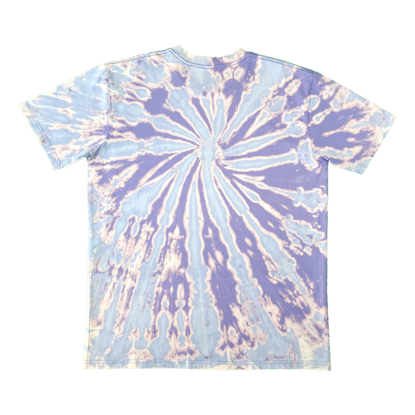 Soft Blue and Lavender Spiral Bleach Dye T Shirt