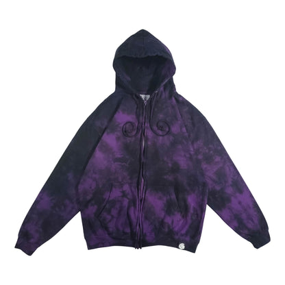 Deep Purple and Black Zip Up Tie Dye Hoodie