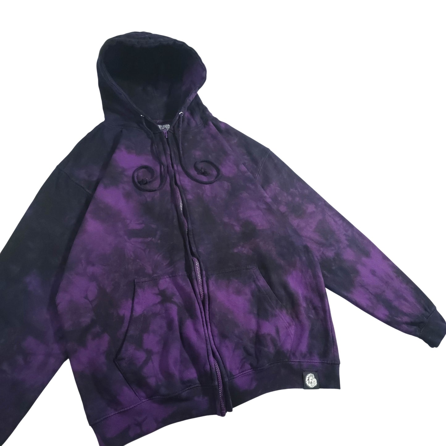 Deep Purple and Black Zip Up Tie Dye Hoodie