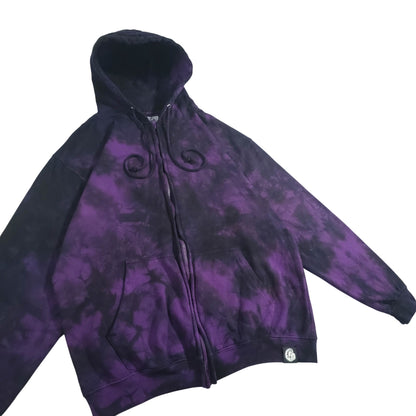 Deep Purple and Black Zip Up Tie Dye Hoodie