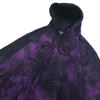 Deep Purple and Black Zip Up Tie Dye Hoodie
