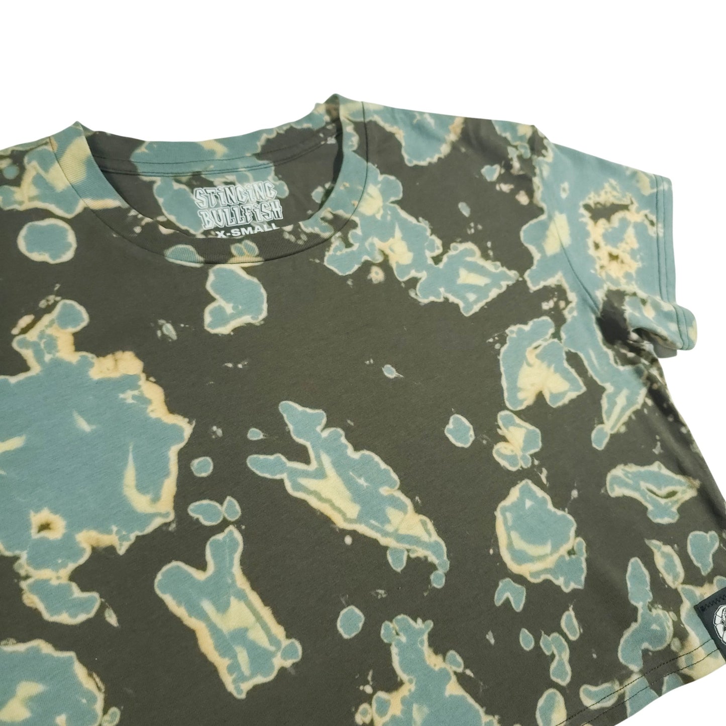 Green Charcoal Bleach Dye Crop Top