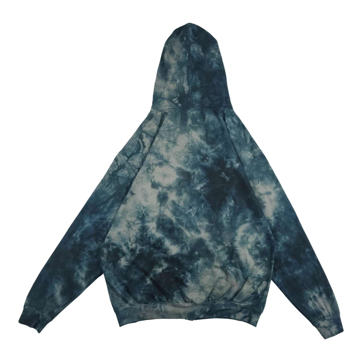 Tie-dye hoodie back with hood and long sleeves, blue and light gray