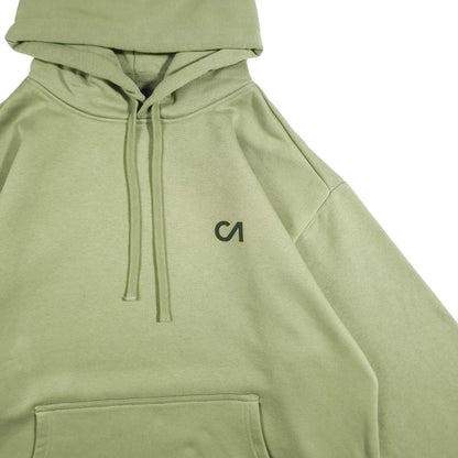 Light green hoodie with drawstring hood, CA logo on chest, and kangaroo pocket