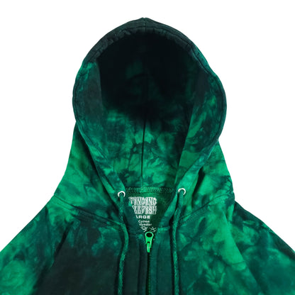Kelly Green and Black Zip Up Tie Dye Hoodie