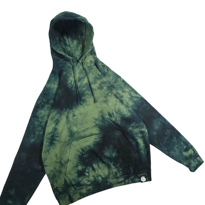 Earthy Green and Black Pullover Tie Dye Hoodie