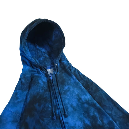 Royal Blue and Black Zip Up Tie Dye Hoodie