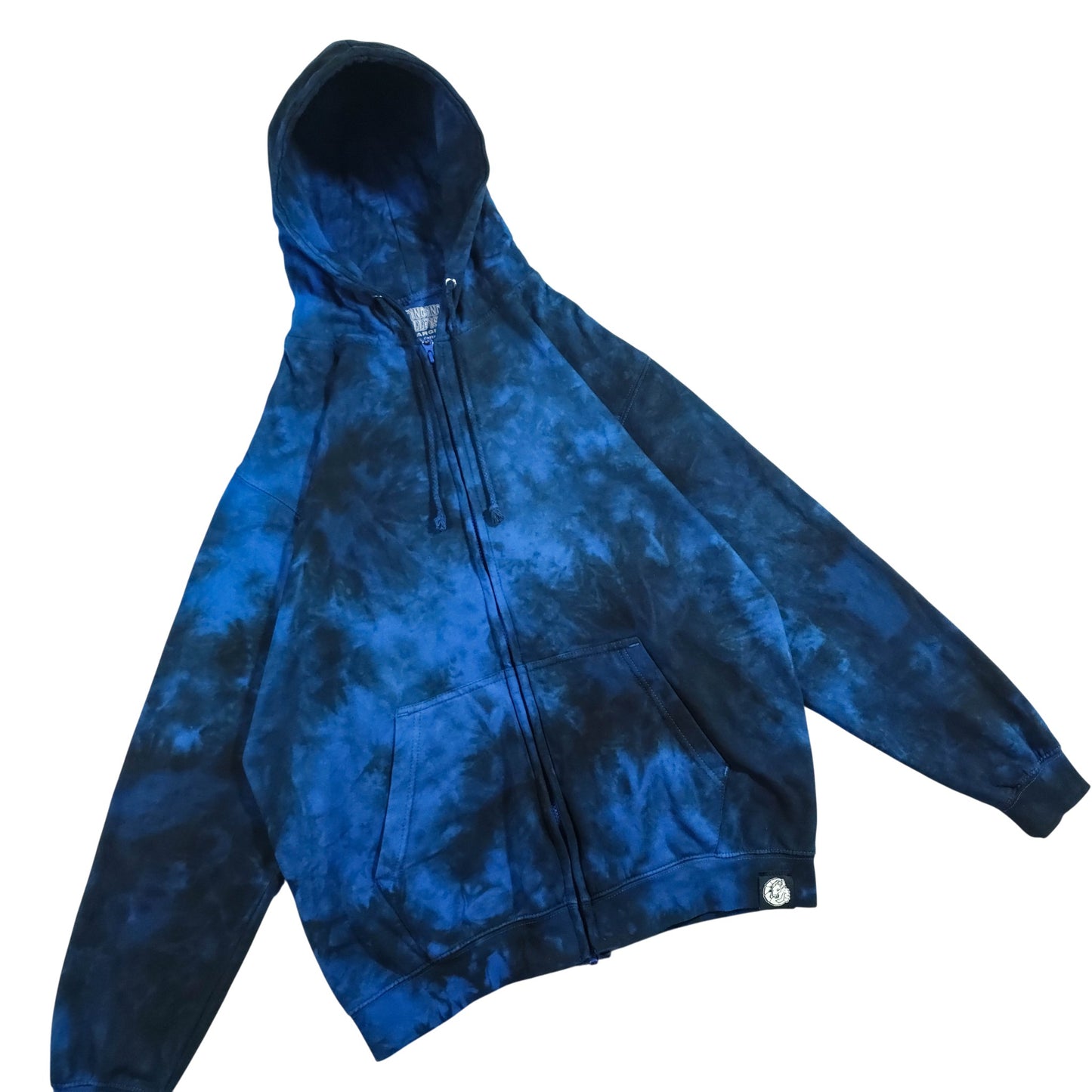 Royal Blue and Black Zip Up Tie Dye Hoodie