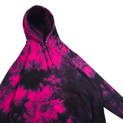Hot Pink and Black Pullover Tie Dye Hoodie