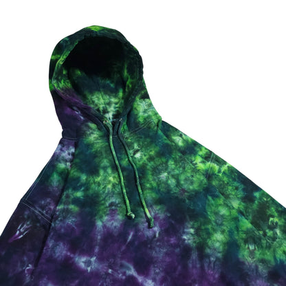 Green + Purple Split Pullover Tie Dye Hoodie