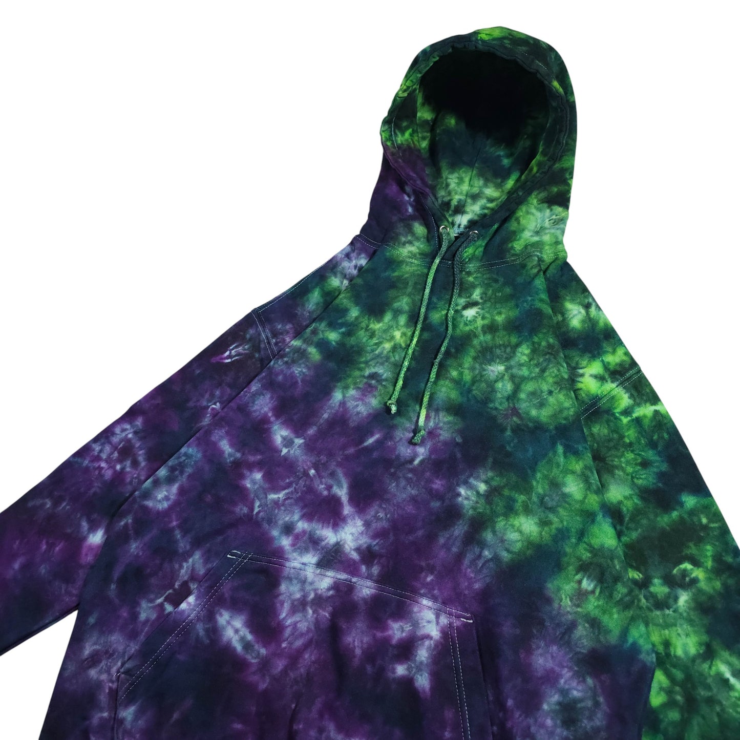 Green + Purple Split Pullover Tie Dye Hoodie