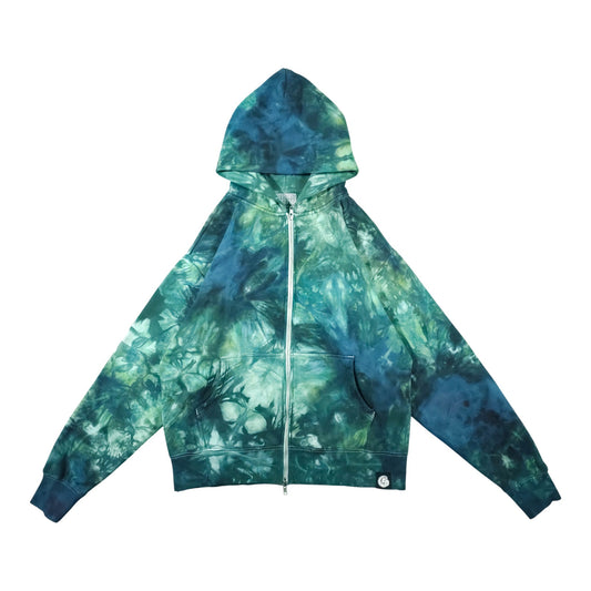 Wasabi Green Tie Dye Zip Up Hoodie