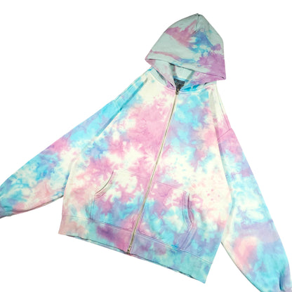 Bubblegum Tie Dye Zip Up Heavy Hoodie