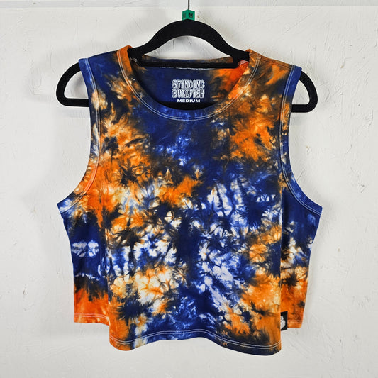 Blue and Basketball Orange Tie Dye Crop Vest