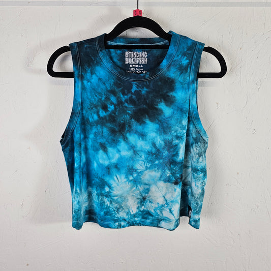 Electric Blue Tie Dye Crop Vest