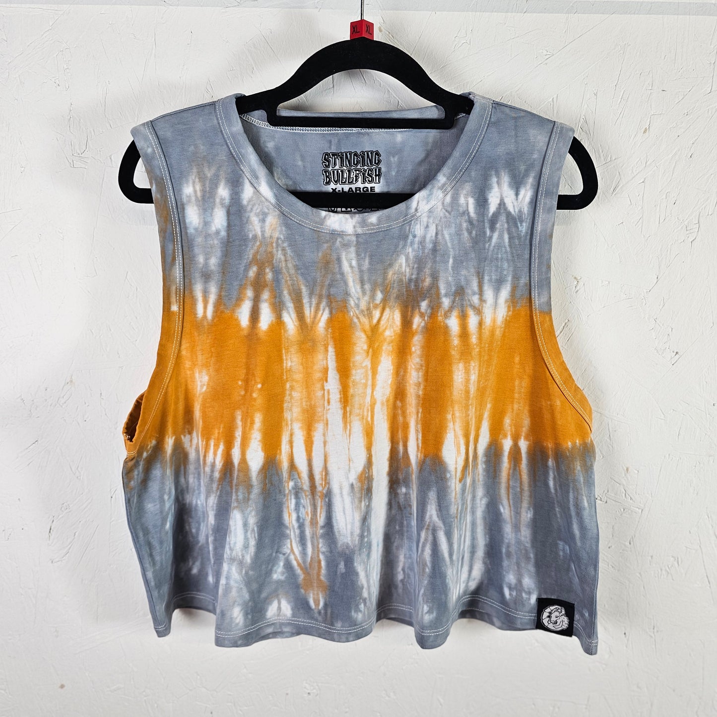 Orange Stripe Tie Dye Crop Vest