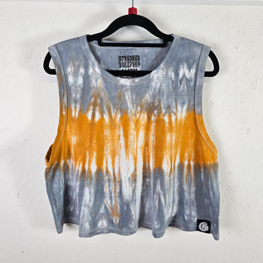 Orange Stripe Tie Dye Crop Vest
