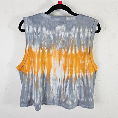 Orange Stripe Tie Dye Crop Vest