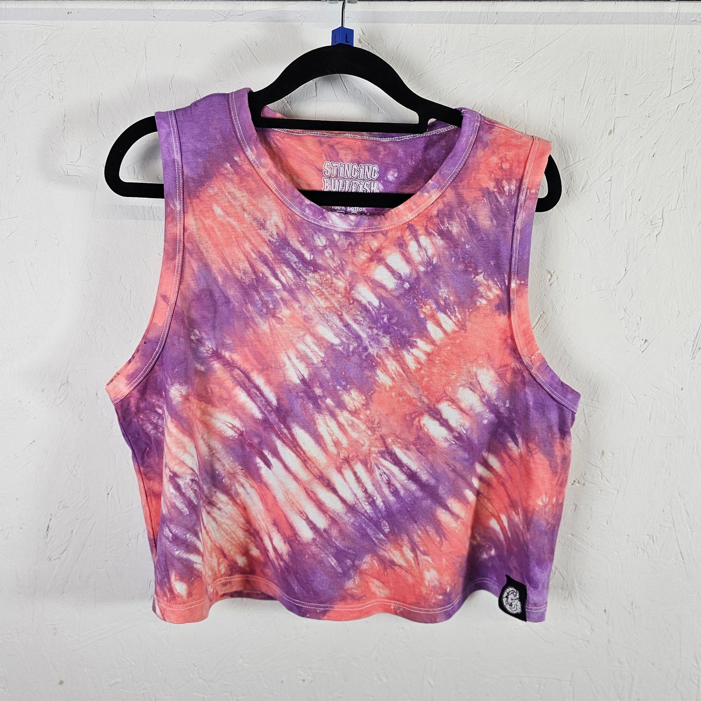 Pink Stripe Tie Dye Crop Vest