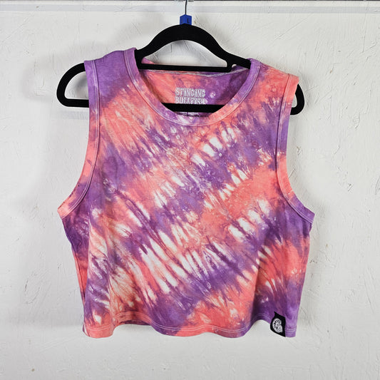 Pink Stripe Tie Dye Crop Vest
