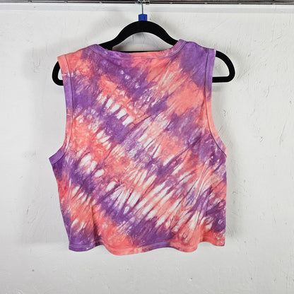 Pink Stripe Tie Dye Crop Vest