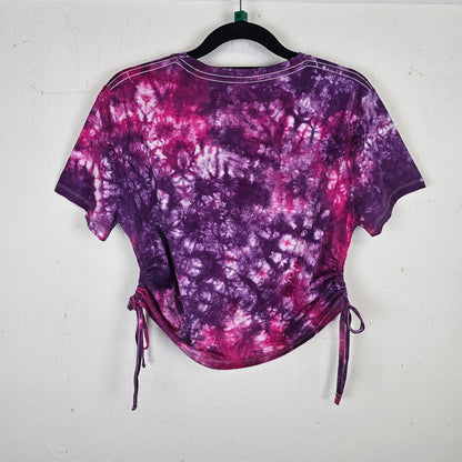 Juicy Fruit Tie Dye Side Cinch Crop Top with Tassels