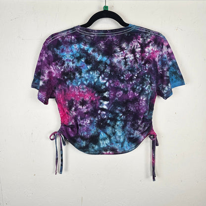 Nebula Tie Dye Side Cinch Crop Top with Tassels