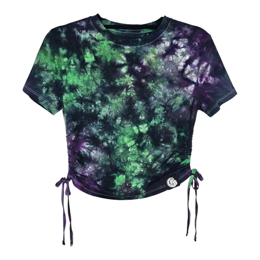 Jelly Venom Tie Dye Side Cinch Crop Top with Tassels