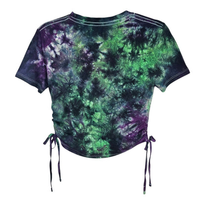 Jelly Venom Tie Dye Side Cinch Crop Top with Tassels