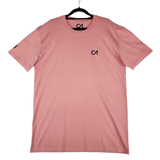 Pink short-sleeve T-shirt with small CA logo on chest
